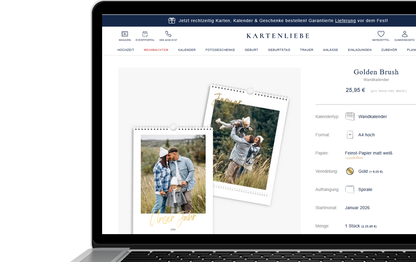 A mockup showing the Kartenliebe website